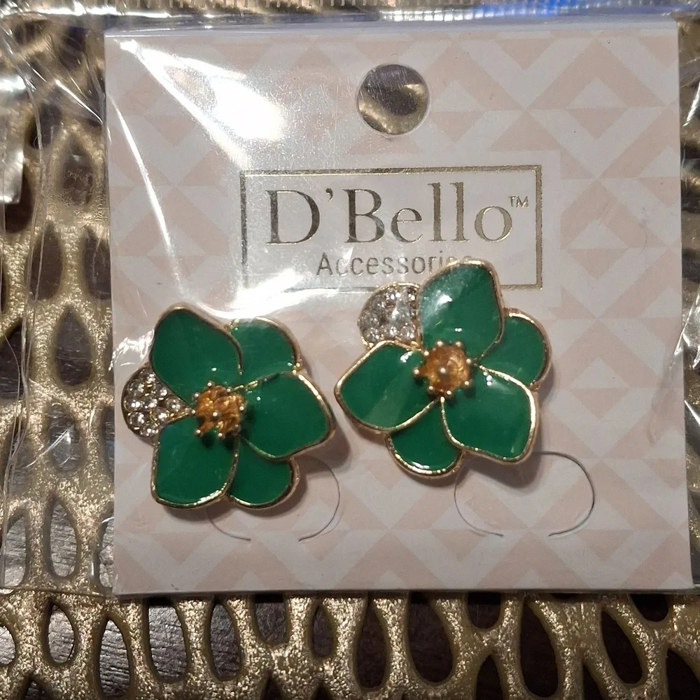 D' Bello Gold and Green Earrings Sets
